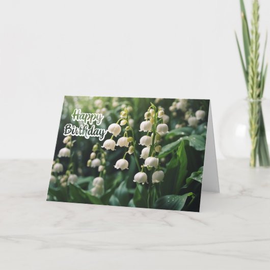 Happy Birthday Lily of the Valley Blume Karte (Vorderseite)