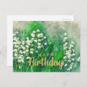 Happy Birthday Lily of the Valley Blume Postkarte (Vorne/Hinten)