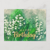Happy Birthday Lily of the Valley Blume Postkarte (Vorderseite)