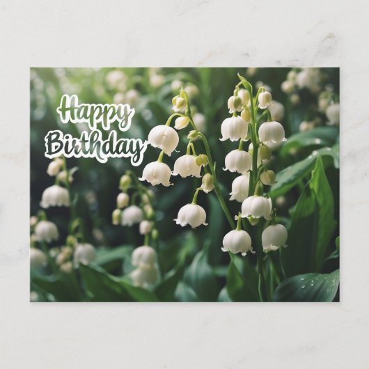 Happy Birthday Lily of the Valley Blume Postkarte (Vorderseite)