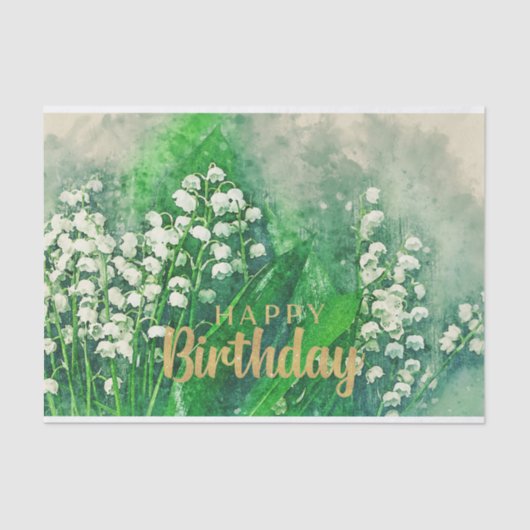 Happy Birthday Lily of the Valley Blume Seidenpapier (Vorderseite)