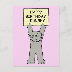 Happy Birthday Lindsey Carton Cat Postkarte