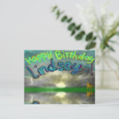 Happy Birthday Lindsey Lioness Post Card Postkarte (Stehend Vorderseite)