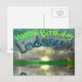 Happy Birthday Lindsey Lioness Post Card Postkarte (Vorne/Hinten)