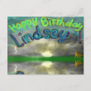 Happy Birthday Lindsey Lioness Post Card Postkarte