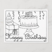 Happy Birthday Line Zeichnend Postkarte (Vorderseite)