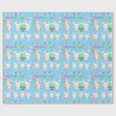 Happy Birthday Little Bunnies Boy Geschenkpapier (Flach)