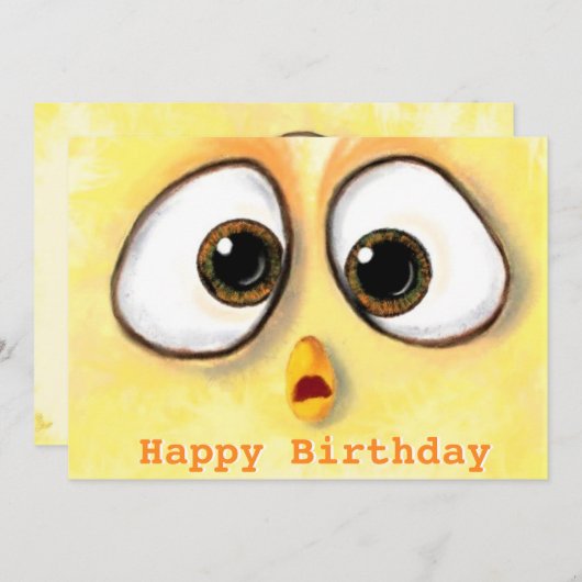 Happy Birthday - Little Chicken with Big Eyes (Vorne/Hinten)