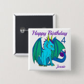 Happy Birthday Little Dragon Personalize Button (Vorne & Hinten)