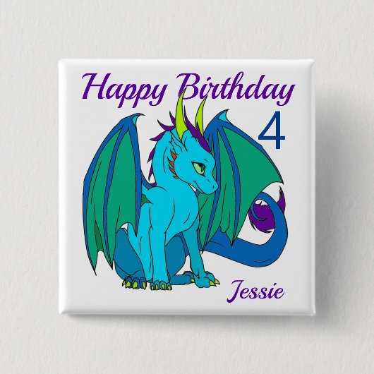 Happy Birthday Little Dragon Personalize Button (Vorderseite)