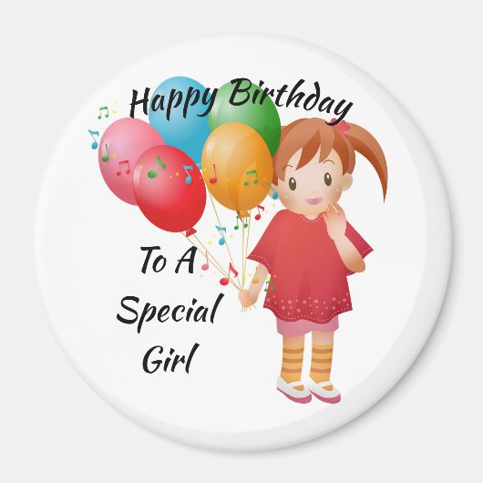 Happy Birthday Little Girl Magnet (Vorne)