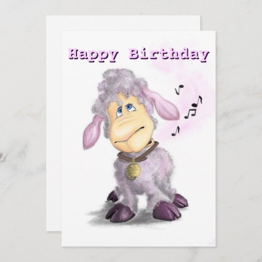 Happy Birthday - Little Lamb with Bell - Name hinz (Vorne/Hinten)