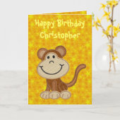 Happy Birthday Little Monkey Karte (Gelbe Blume)
