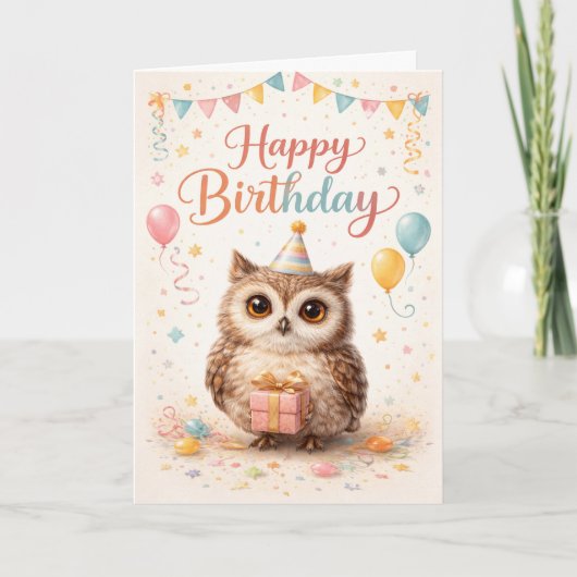 Happy Birthday Little Owl  Karte (Vorderseite)