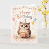 Happy Birthday Little Owl  Karte (Gelbe Blume)
