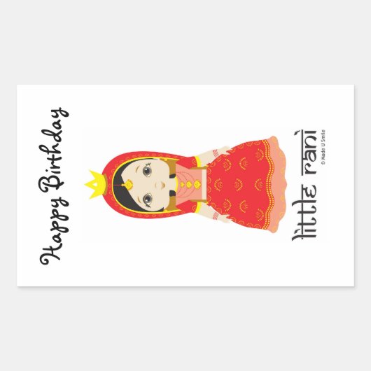Happy Birthday Little Rani Rechteckiger Aufkleber (Vorderseite)