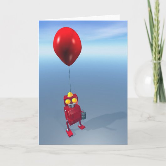 Happy Birthday Little Red Robot Card Karte (Vorderseite)
