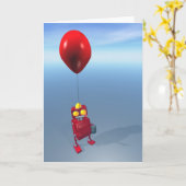 Happy Birthday Little Red Robot Card Karte (Gelbe Blume)