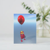 Happy Birthday Little Red Robot Postcard Postkarte (Stehend Vorderseite)