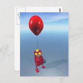 Happy Birthday Little Red Robot Postcard Postkarte (Vorne/Hinten)