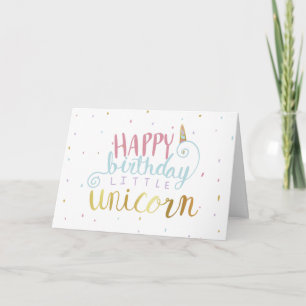Happy Birthday Little Unicorn Gold Foil Festive Karte