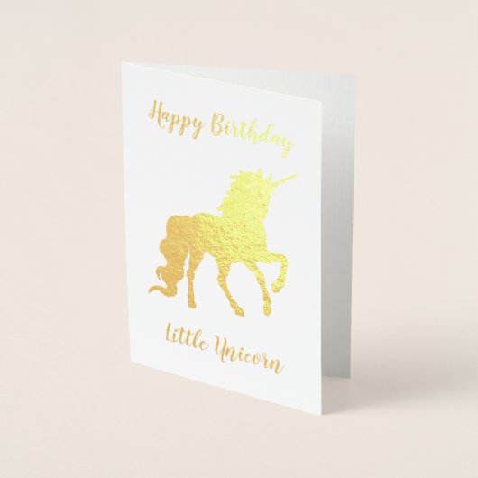 Happy Birthday Little Unicorn Gold Folienkarte (Vorderseite)