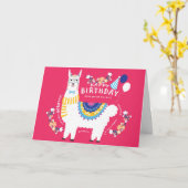 Happy Birthday Llama Hot Pink Karte (Gelbe Blume)