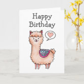 Happy Birthday Llama Karte (Gelbe Blume)