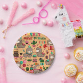 Happy Birthday Llama Pattern Pappteller (Party)