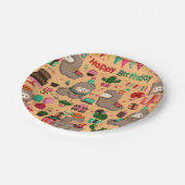 Happy Birthday Llama Pattern Pappteller (Schrägansicht)