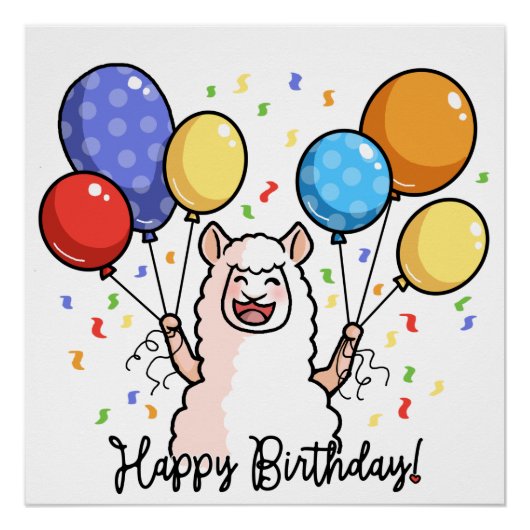 Happy Birthday Llama Poster (Vorderseite)