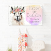 Happy Birthday Llama Wildblume Hübsches Tier Kind Banner (Insitu)