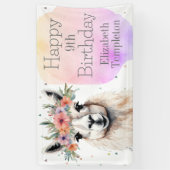 Happy Birthday Llama Wildblume Hübsches Tier Kind Banner (Vertikal)