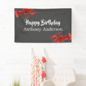 Happy Birthday Lobster Themed Gray Fun Custom Banner (Insitu)