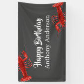 Happy Birthday Lobster Themed Gray Fun Custom Banner (Vertikal)