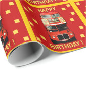 Happy Birthday London Bus Wrap Geschenkpapier (Rolleneckpunkt)