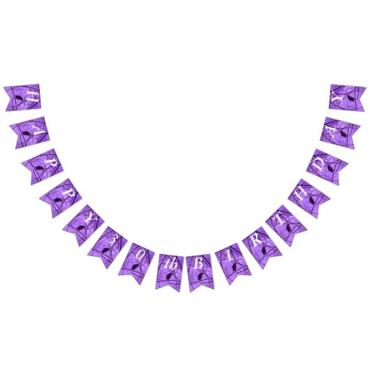 Happy Birthday Lone Black Crow in Trees Purple Sky Wimpelkette (Alle)