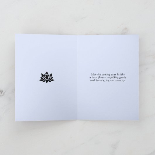 Happy Birthday Lotus Blume friedlich blau Karte (Innenseite)