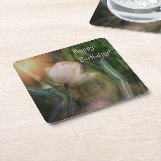 Happy Birthday Lotus Reflection Paper Coaster Rechteckiger Pappuntersetzer (angewinkelt)