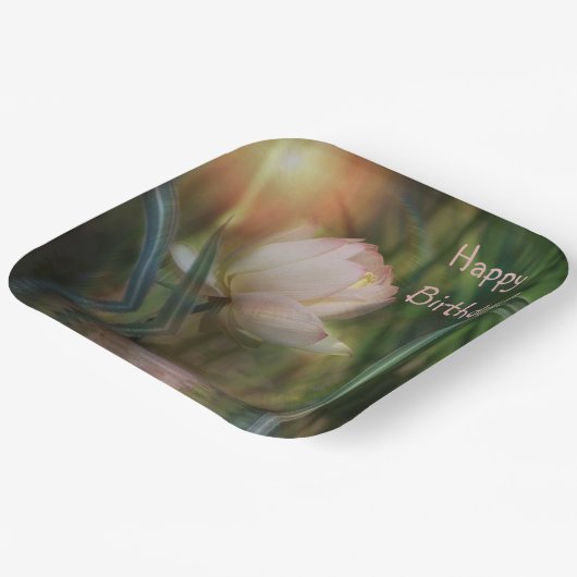 Happy Birthday Lotus Reflection Pappteller (Gewinkelt)