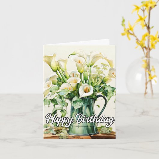 Happy Birthday Lovely Calla Lilies Blume Karte (Gelbe Blume)