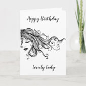 "HAPPY BIRTHDAY" **LOVELY LADY** CARD KARTE (Vorderseite)