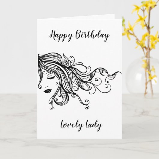 "HAPPY BIRTHDAY" **LOVELY LADY** CARD KARTE (Gelbe Blume)