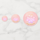 Happy Birthday Lucky Pink Clover Konfetti (Vorderseiten)