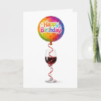 Happy Birthday Luftballon und Rotwein