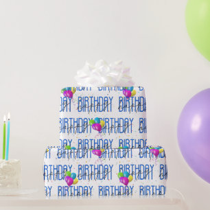 Happy Birthday Luftballons und Konfetti Geschenkpapier