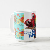 Happy Birthday Macaw Orange Poppy Womans Name Tass Kaffeetasse (Vorderseite Links)