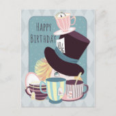 Happy Birthday Mad Hatter Tea Party Postkarte (Vorderseite)