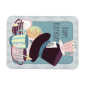 Happy Birthday Mad Hatter Tee Party Postkarte Magnet (Horizontal)