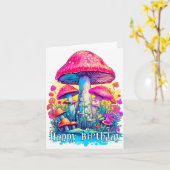 Happy Birthday Magic Mushrooms Karte (Gelbe Blume)